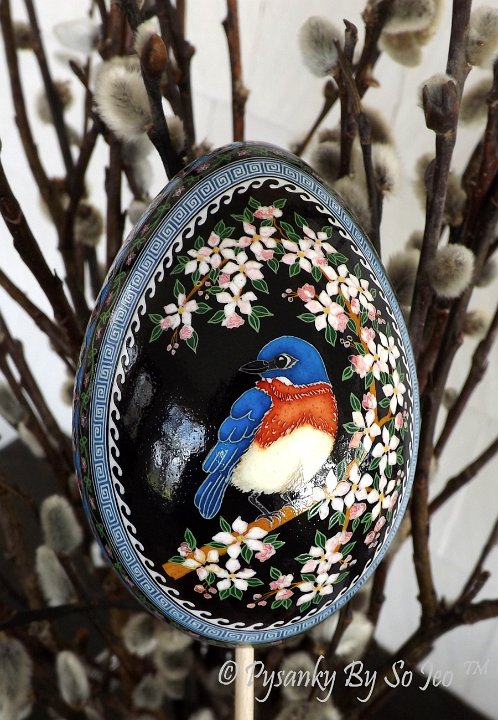 Bluebird Pysanka Pysanky Ukrainian Easter Egg by So Jeo